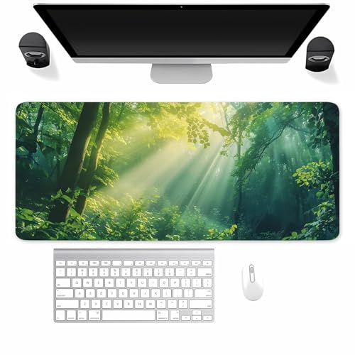 Gaming Mauspad XXL Sonne Baum Landschaft Mousepad 1500x800x2mm Verlängertes groß Mauspad mit vernähten Kanten Waschbares Tischunterlage für Büro, Zuhause, Tastatur von TengYuer