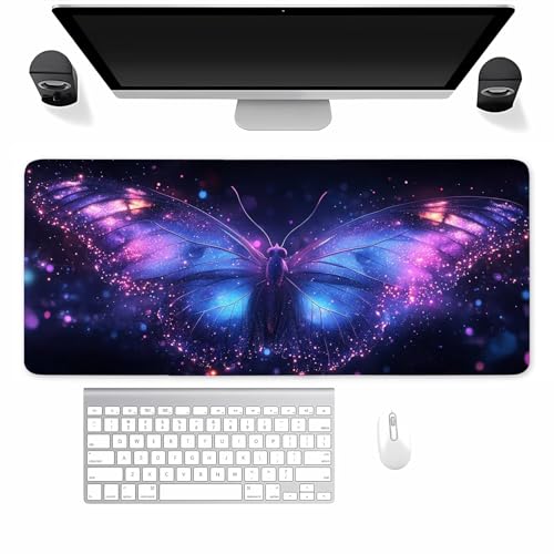 Mauspad Gaming, Mousepad Groß Blauer Schmetterling, Mouse Pad XXL 1000x500x2mm, mit Einer speziellen Oberfläche und Anti Rutsch Gummi Basis, verbessert Präzision und Geschwindigkeit für Zuhause, Büro von TengYuer