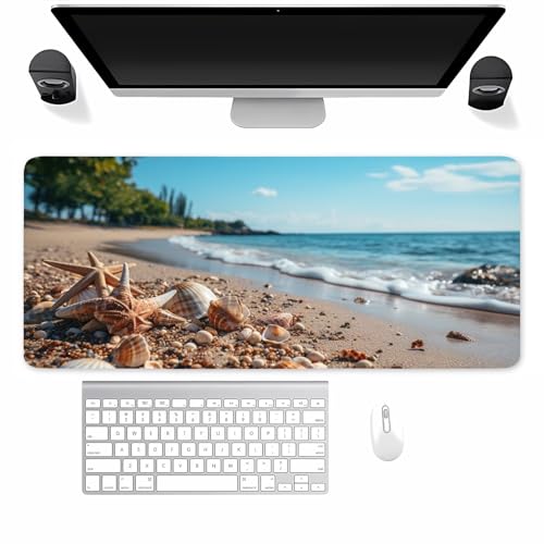 Mauspad Gaming, Mousepad Groß Strandwellen, Mouse Pad XXL 1000x500x2mm, mit Einer speziellen Oberfläche und Anti Rutsch Gummi Basis, verbessert Präzision und Geschwindigkeit für Zuhause, Büro von TengYuer