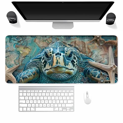 Mauspad Gaming, Mousepad Groß Tier Schildkröte, Mouse Pad XXL 900x400x3mm, mit Einer speziellen Oberfläche und Anti Rutsch Gummi Basis, verbessert Präzision und Geschwindigkeit für Zuhause, Büro von TengYuer