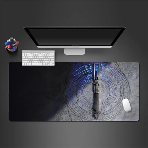 Mauspad XXL – 900x400x5mm Gaming Mauspads - Vernähte Kanten - verbessert Geschwindigkeit und Präzision Schreibtischunterlage für PC Laptop Home und Büro – Mousepad Grau Blau von TengYuer