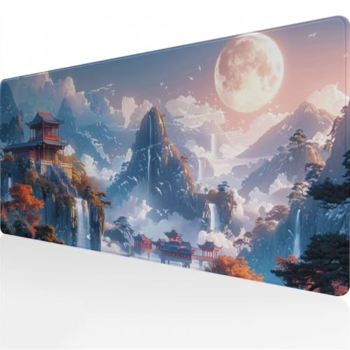 TengYuer Gaming Mauspad 1200x600x3 mm Verlängertes großes Mauspad XXL Schreibtischauflage mit Rutschfester Basis genähte Rand für Büro Zuhause (Landschaftsberg) von TengYuer