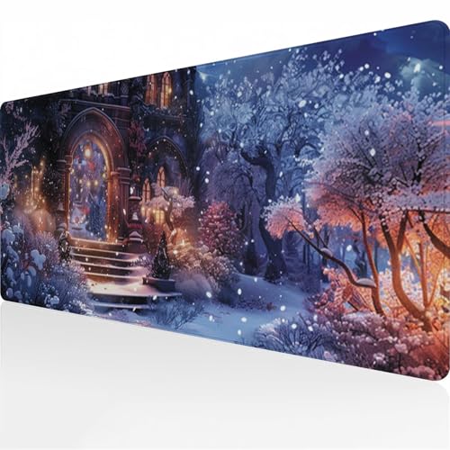 TengYuer Gaming Mauspad 1200x600x3 mm Verlängertes großes Mauspad XXL Schreibtischauflage mit Rutschfester Basis genähte Rand für Büro Zuhause (Winterlandschaft) von TengYuer