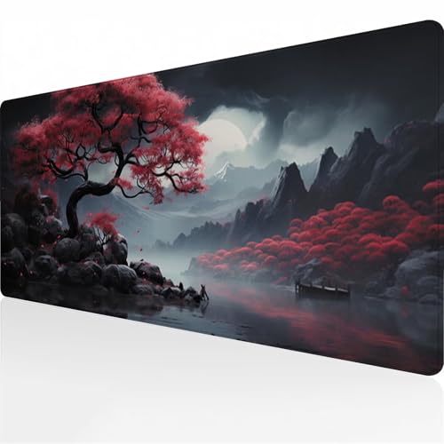 Tintenlandschaft Gaming Mauspad XXL Mousepad Groß schreibtischunterlage mit Einer speziellen Oberfläche verbessert Geschwindigkeit und Präzision für PC, Laptop, Büro, Zuhause 1200x600x3 mm von TengYuer