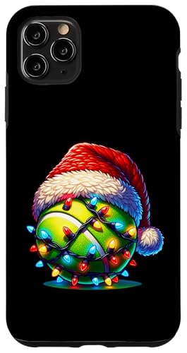 Hülle für iPhone 11 Pro Max Weihnachtsbeleuchtung Tennisball mit Weihnachtsmütze von Tennis Ball Christmas Lights For Men Women Kids