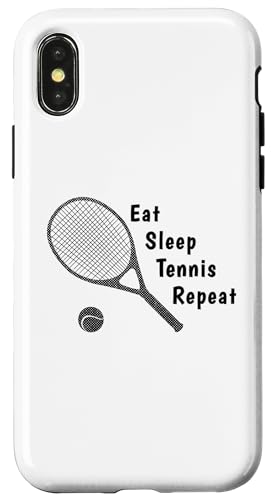 Hülle für iPhone X/XS Tennisschläger Humor Eat Sleep Tennis Repeat Tennisspieler von Tennis Clothing Tennis Lover Apparel by Kanig