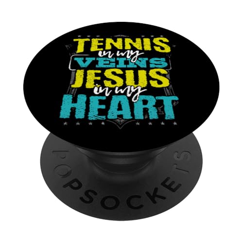 Tennis In Adern Jesus In Heart Christlicher Tennisspieler PopSockets Klebender PopGrip von Tennis Clothing Tennis Lover Apparel by Kanig