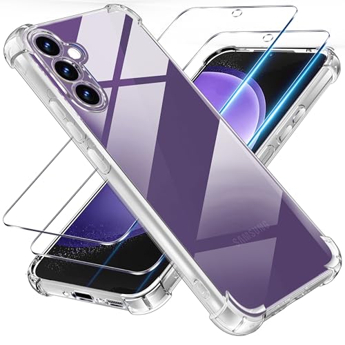 Tentoki 3 in 1 für panzerglas und hülle Samsung Galaxy S23 FE 5G,[Nie Vergilbung] schutzfolie Samsung 23FE 5G TPU handyhülle Schlanke Stoßfeste Anti Kratzt Transparent Case von Tentoki