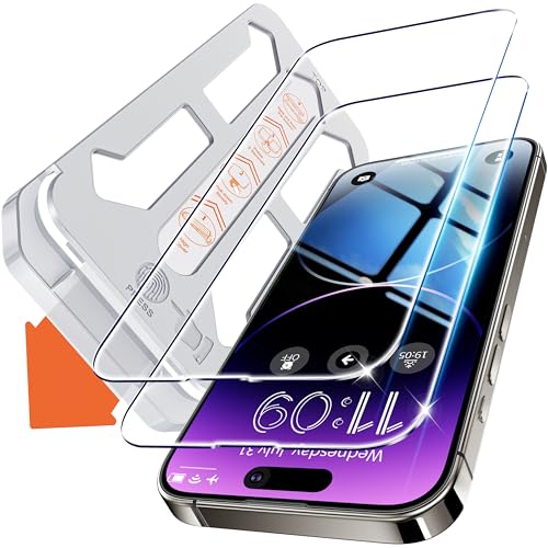 Tentoki für Panzerglas iPhone 14 Pro Panzer Schutz Glas (6,1‘’), Schutzfolie kompatibel mit iPhone 14 Pro, Displayschutz Folie Hüllenfreundlich [9H Härte][Auto Dust-Elimination][Bläschenfrei] 2 Stück von Tentoki