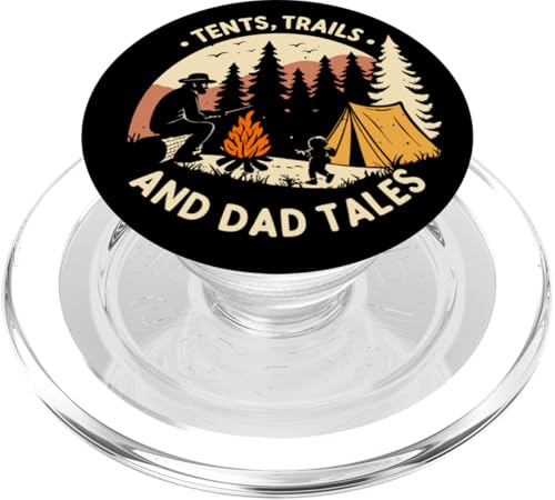 Vaterschaft Camping – Zelte, Wanderwege und Papa Tales PopSockets PopGrip für MagSafe von Tents, Trails and Dad Tales - Hiking Father’s Day