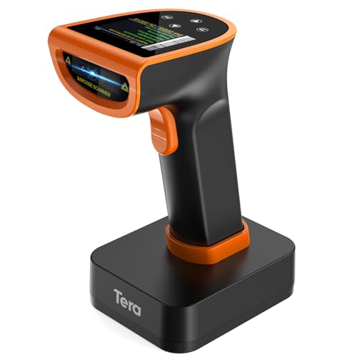 Tera 1D 2D QR Barcode-Scanner mit digitalem Einstellungsbildschirm & Tastenfeld Schnellscan funktioniert mit Bluetooth 2.4G Drahtlos & USB-Kabelverbindung deutsche Anleitung HW0015 Orange von Tera