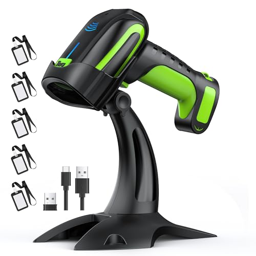 Tera Pro 2025 Vollständig innovierter Barcode Scanner mit NFC Einstellung Akku-Anzeige 5 ID-Halter 1D 2D QR 3 in 1 funktioniert mit Bluetooth 2.4G Wireless USB kabelgebunden industrietauglich 8200 von Tera