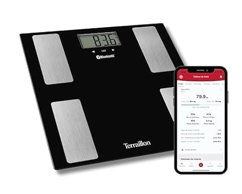 TERRAILLON Personenwaage mit Smart Connect – BMI – 8 Benutzer – Bluetooth Low Energy – Kapazität 160 kg – Schwarz von Terraillon