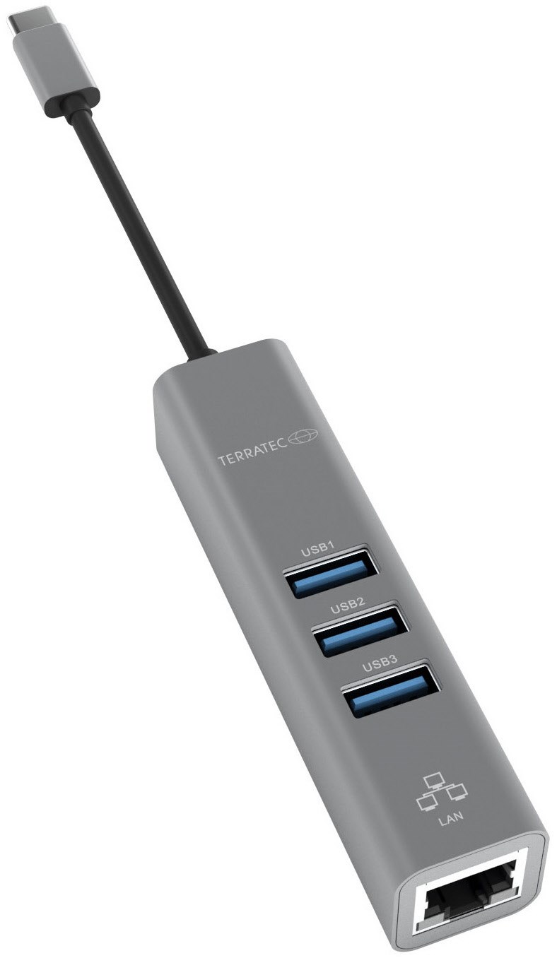 Connect C2 USB Type-C Adapter mit Gigabit LAN, USB 3.0 Hub von Terratec
