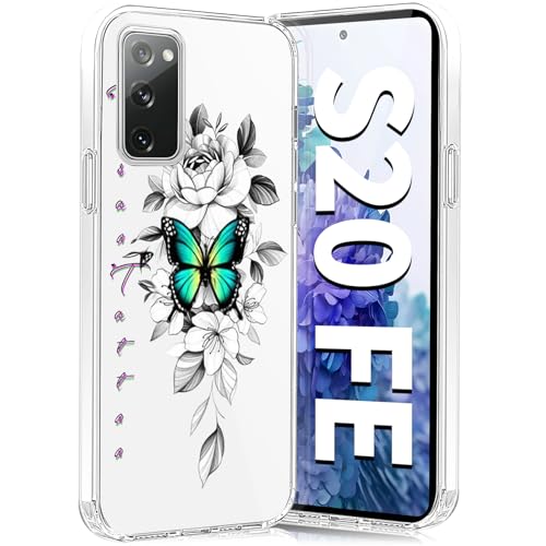 Teryei Handyhülle für Samsung Galaxy S20 FE Hülle Soft Silikon TPU Blumen Galaxy S20 FE 5G Hülle Schutzhülle Dünne Weiche Schmetterlings Muster Transparent Clear Hülle für Samsung S20 FE (C) von Teryei