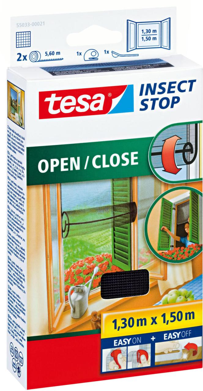 tesa Fliegengitter INSECT STOP OPEN/CLOSE anthrazit 1,3 x 1,5 m von Tesa