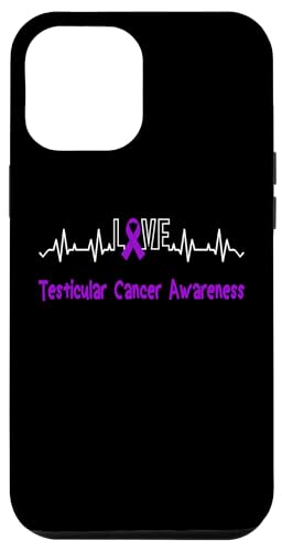 Hülle für iPhone 14 Pro Max Hodenkrebs Bewusstsein Liebe Herzschlag lila Band von Testicular Cancer Awareness Products (Lwaka)