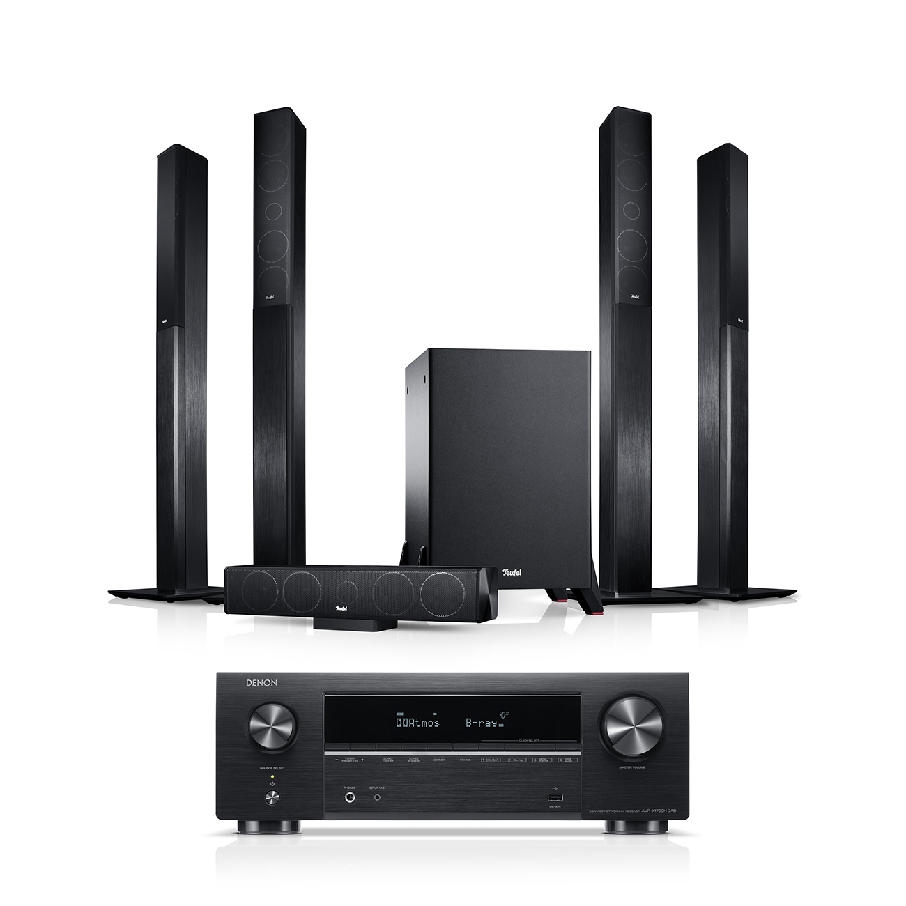 Teufel LT 4 + Denon AVR-X1700H DAB "5.1-Set L 5.1-Komplettanlage Denon AV-Receiver Aluminium Schwarz / Schwarz Teufel LT 4 + Denon AVR-X1700H DAB "5.1-Set L 5.1-Komplettanlage Denon AV-Receiver Aluminium Schwarz / Schwarz von Teufel