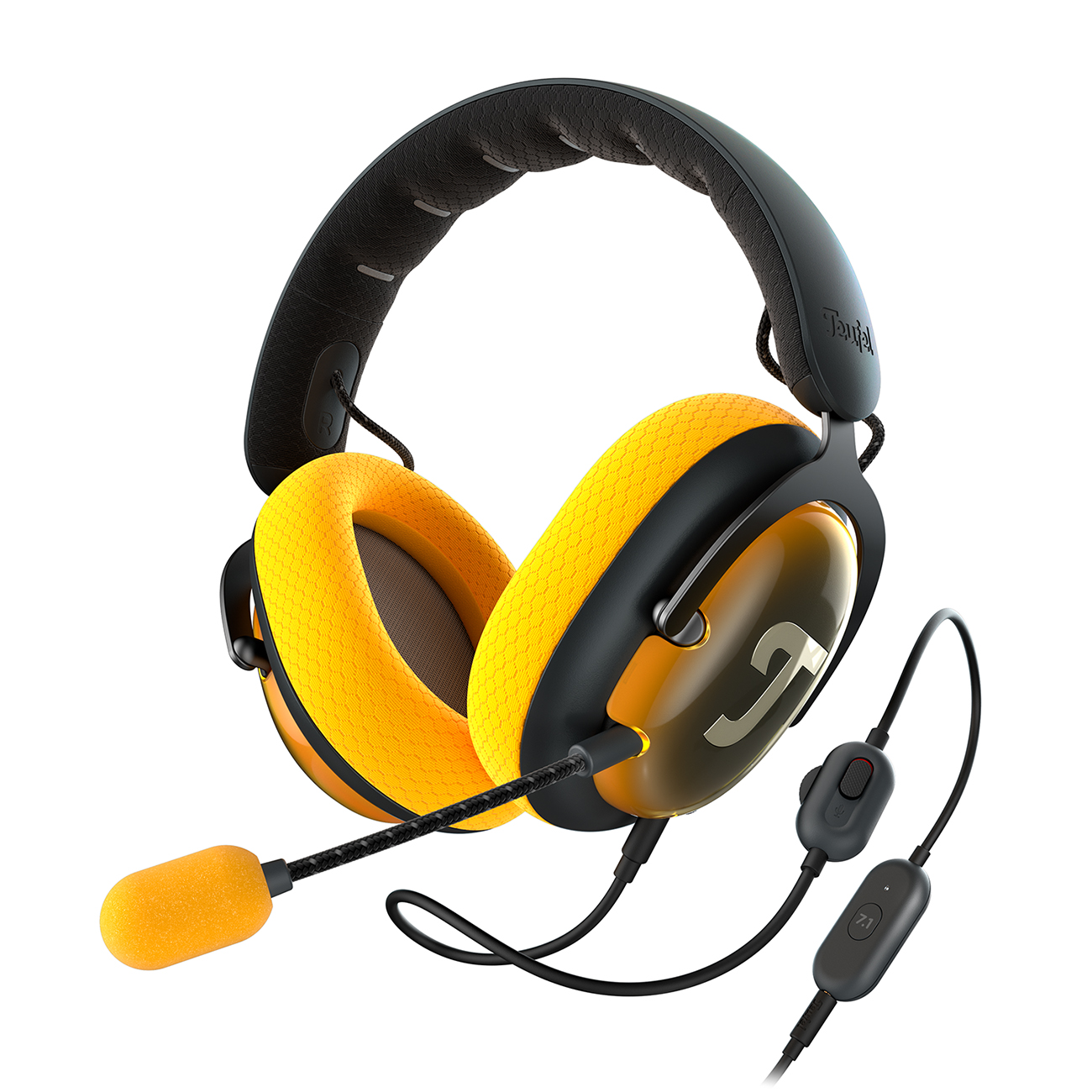 Teufel ZOLA Gaming-HD-Headset 7.1-Binaural-Surround-Sound Kraftvolller Bass Dark Gray/Dark Gray/Golden Amber von Teufel