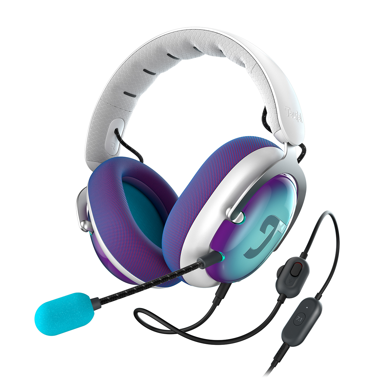 Teufel ZOLA Gaming-HD-Headset 7.1-Binaural-Surround-Sound Kraftvolller Bass Light Gray/Grape & Aqua von Teufel