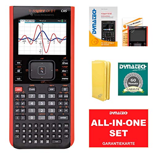 TI-Nspire CX II-T - SET CAS Grafikrechner inklusive CalcCase Schutztasche in Lack-Optik + Garantieverlängerung + Displayschutzfolie und Arbeitsbuch von Texas Instruments / Dynatech