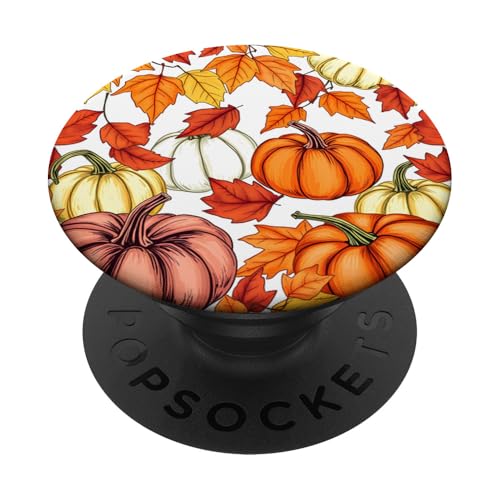 Gemütliche Thanksgiving-Vibes Herbstblätter und Kürbisse PopSockets Klebender PopGrip von Thanksgiving Cozy Autumn Fall Designs