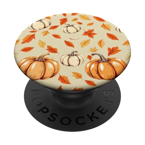 Gemütliches Herbstlaub und Kürbisse Thanksgiving Muster PopSockets Klebender PopGrip von Thanksgiving Cozy Autumn Fall Designs