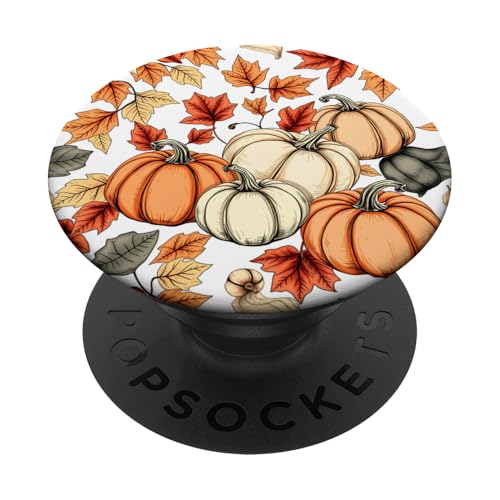 Herbstfarben mit Herbstlaub-Muster PopSockets Klebender PopGrip von Thanksgiving Cozy Autumn Fall Designs