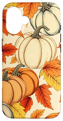 Hülle für iPhone 16 Rustikales Herbstmuster mit Herbstblättern und Kürbissen von Thanksgiving Cozy Autumn Fall Designs