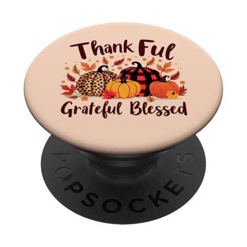 Thankful Grateful Blessed Leopard Plaid Kürbis Thanksgiving PopSockets Klebender PopGrip von Thanksgiving Day Thankful Grateful Blessed Pumpkin