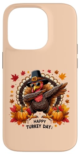 Hülle für iPhone 14 Pro Lustiger Truthahnpilger zum Erntedankfest, Kürbisse für Jungen und Kinder von Thanksgiving Funny Turkey Pilgrim dabbing tees