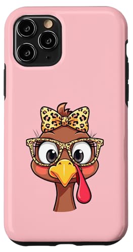 Hülle für iPhone 11 Pro Thanksgiving Truthahn Gesicht Leopard Print Brille Frauen Mädchen von Thanksgiving Turkey Face Leopard Print Glasses tee