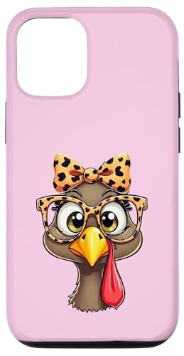 Hülle für iPhone 12/12 Pro Thanksgiving Cute Truthahn Gesicht Leopard Print Brille Frauen von Thanksgiving Turkey Face Leopard Print Glasses tee