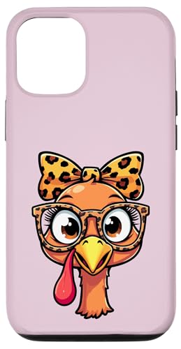 Hülle für iPhone 12/12 Pro Thanksgiving Truthahn Gesicht Leopard Print Brille Frauen Mädchen von Thanksgiving Turkey Face Leopard Print Glasses tee