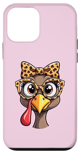 Hülle für iPhone 12 mini Thanksgiving Cute Truthahn Gesicht Leopard Print Brille Frauen von Thanksgiving Turkey Face Leopard Print Glasses tee