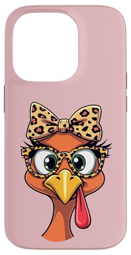 Hülle für iPhone 14 Pro Thanksgiving Cute Truthahn Gesicht Leopard Print Brille Frauen von Thanksgiving Turkey Face Leopard Print Glasses tee