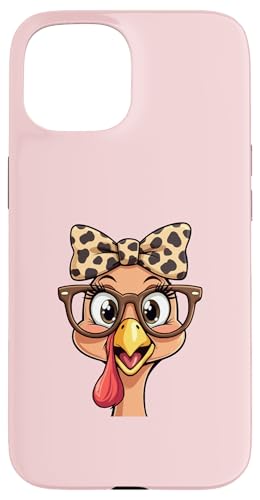 Hülle für iPhone 15 Thanksgiving Truthahn Gesicht Leopard Print Brille Frauen Mädchen von Thanksgiving Turkey Face Leopard Print Glasses tee