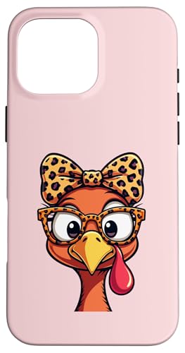 Hülle für iPhone 16 Pro Max Thanksgiving Truthahn Gesicht Leopard Print Brille Frauen Mädchen von Thanksgiving Turkey Face Leopard Print Glasses tee