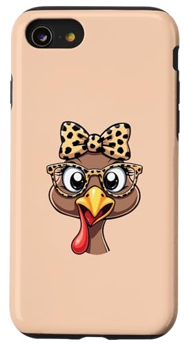 Hülle für iPhone SE (2020) / 7 / 8 Lustige Brille und Schleife mit Leopardenmuster von Thanksgiving Turkey Face Leopard Print Glasses tee