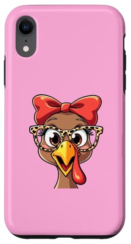 Hülle für iPhone XR Lustige Brille und Schleife mit Leopardenmuster von Thanksgiving Turkey Face Leopard Print Glasses tee