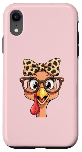 Hülle für iPhone XR Thanksgiving Truthahn Gesicht Leopard Print Brille Frauen Mädchen von Thanksgiving Turkey Face Leopard Print Glasses tee