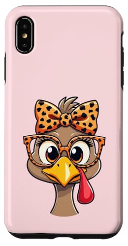 Hülle für iPhone XS Max Thanksgiving Truthahn Gesicht Leopard Print Brille Frauen Mädchen von Thanksgiving Turkey Face Leopard Print Glasses tee