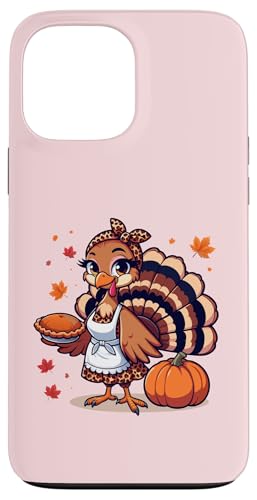 Hülle für iPhone 13 Pro Max Lustiger süßer Truthahn mit Kürbiskuchen zum Erntedankfest, für Damen, Mama von Thanksgiving Turkey Women Girl Leopard Print tees