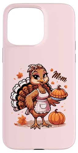 Hülle für iPhone 15 Pro Max Lustiger süßer Truthahn mit Kürbiskuchen zum Erntedankfest, für Damen, Mama von Thanksgiving Turkey Women Girl Leopard Print tees