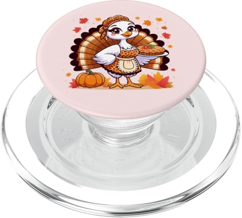 Niedliches Erntedankfest Truthahn Frauen Mädchen Leopardenmuster Herbstlaub PopSockets PopGrip für MagSafe von Thanksgiving Turkey Women Girl Leopard Print tees