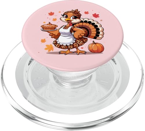 Thanksgiving Truthahn Frauen Mama Leopardenmuster mit Kürbiskuchen PopSockets PopGrip für MagSafe von Thanksgiving Turkey Women Girl Leopard Print tees