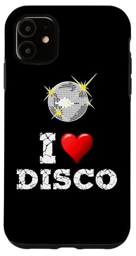 Hülle für iPhone 11 Lustiges 80er-Jahre-Design "I Love Disco" mit Discokugel und Herz von The 80s Store