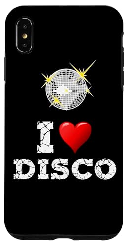 Hülle für iPhone XS Max Lustiges 80er-Jahre-Design "I Love Disco" mit Discokugel und Herz von The 80s Store