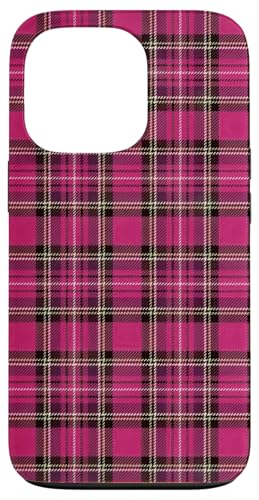 Hülle für iPhone 13 Pro Niedliches rosa und schwarz kariertes Weihnachtsmuster von The Cozy Tartan Holiday Pavilion