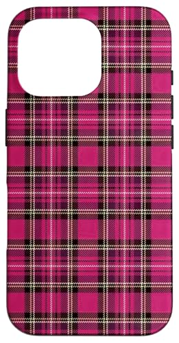 Hülle für iPhone 16 Pro Niedliches rosa und schwarz kariertes Weihnachtsmuster von The Cozy Tartan Holiday Pavilion